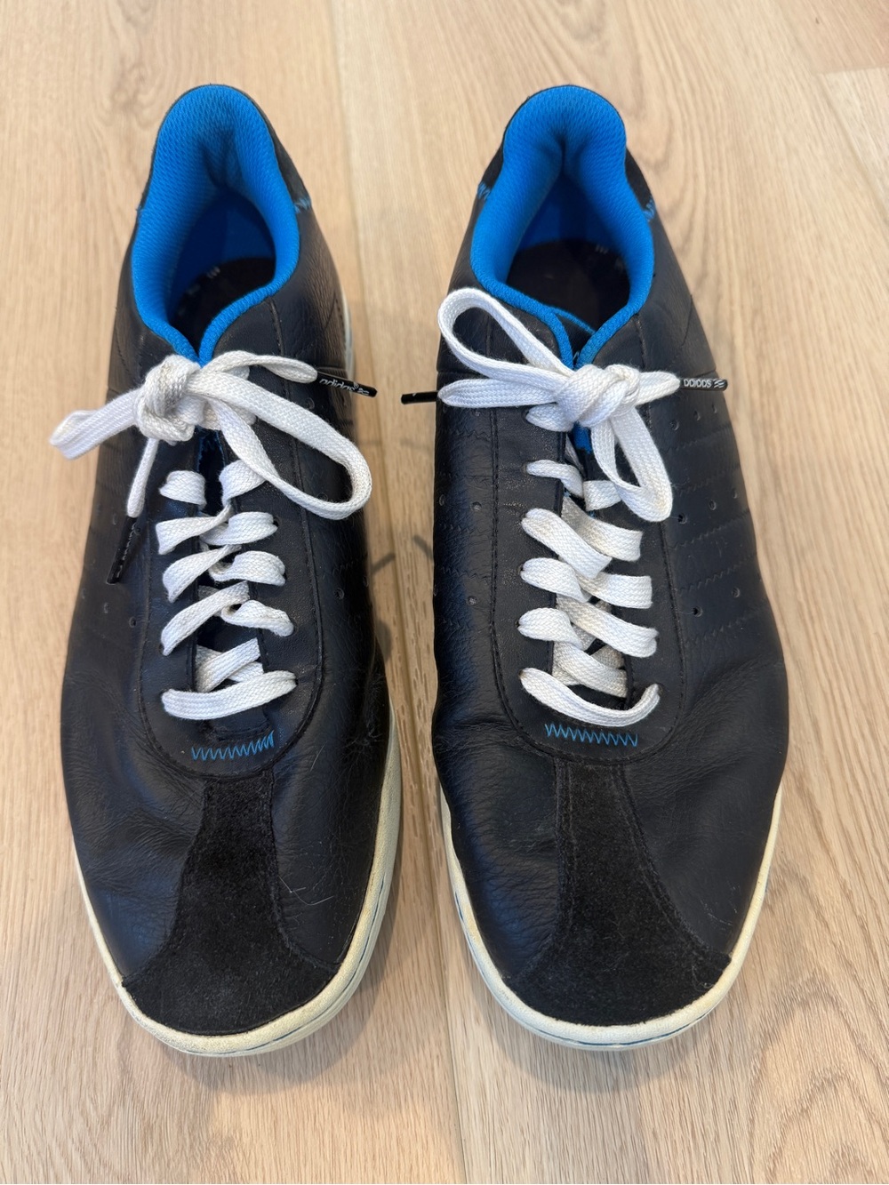 ADIDAS Golf Black Sneakers with Blue Interior and White Laces 9